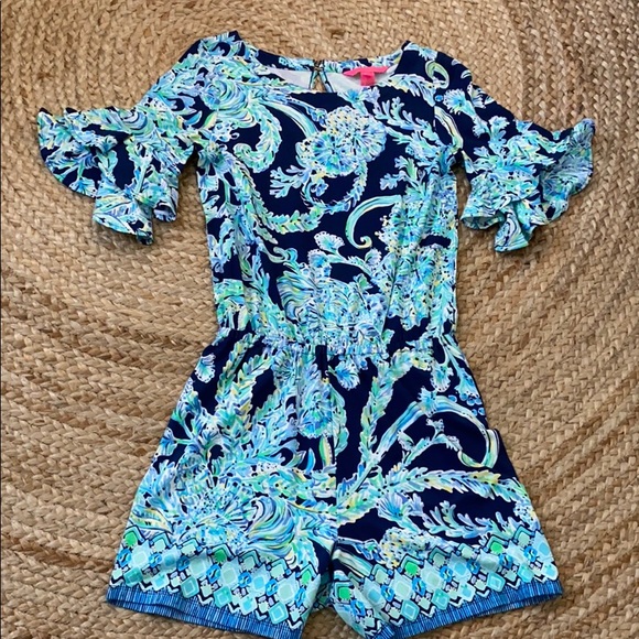 ⚓️NWT Lilly Pulitzer Lula romper Navy Scuba doo Sm - Picture 5 of 14